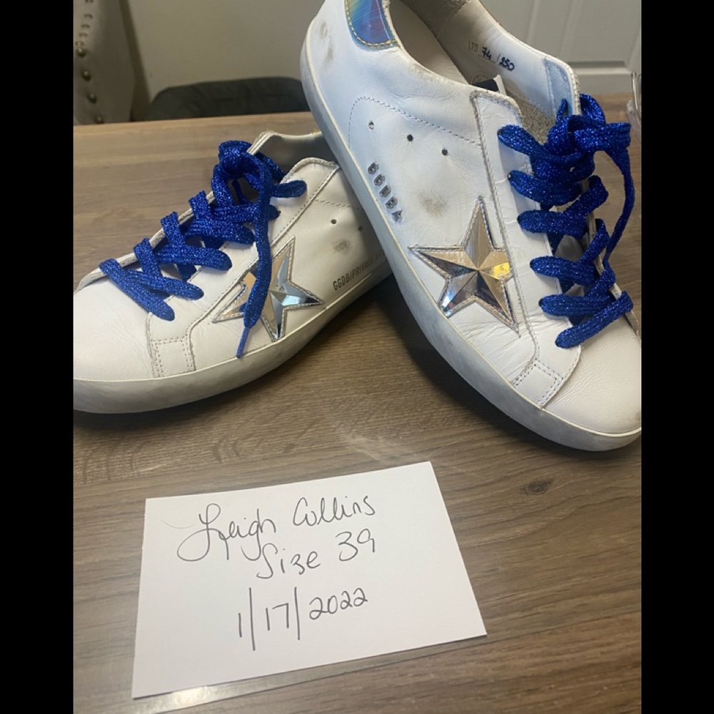 Golden Goose size 39 white leather, silver star. Gently worn